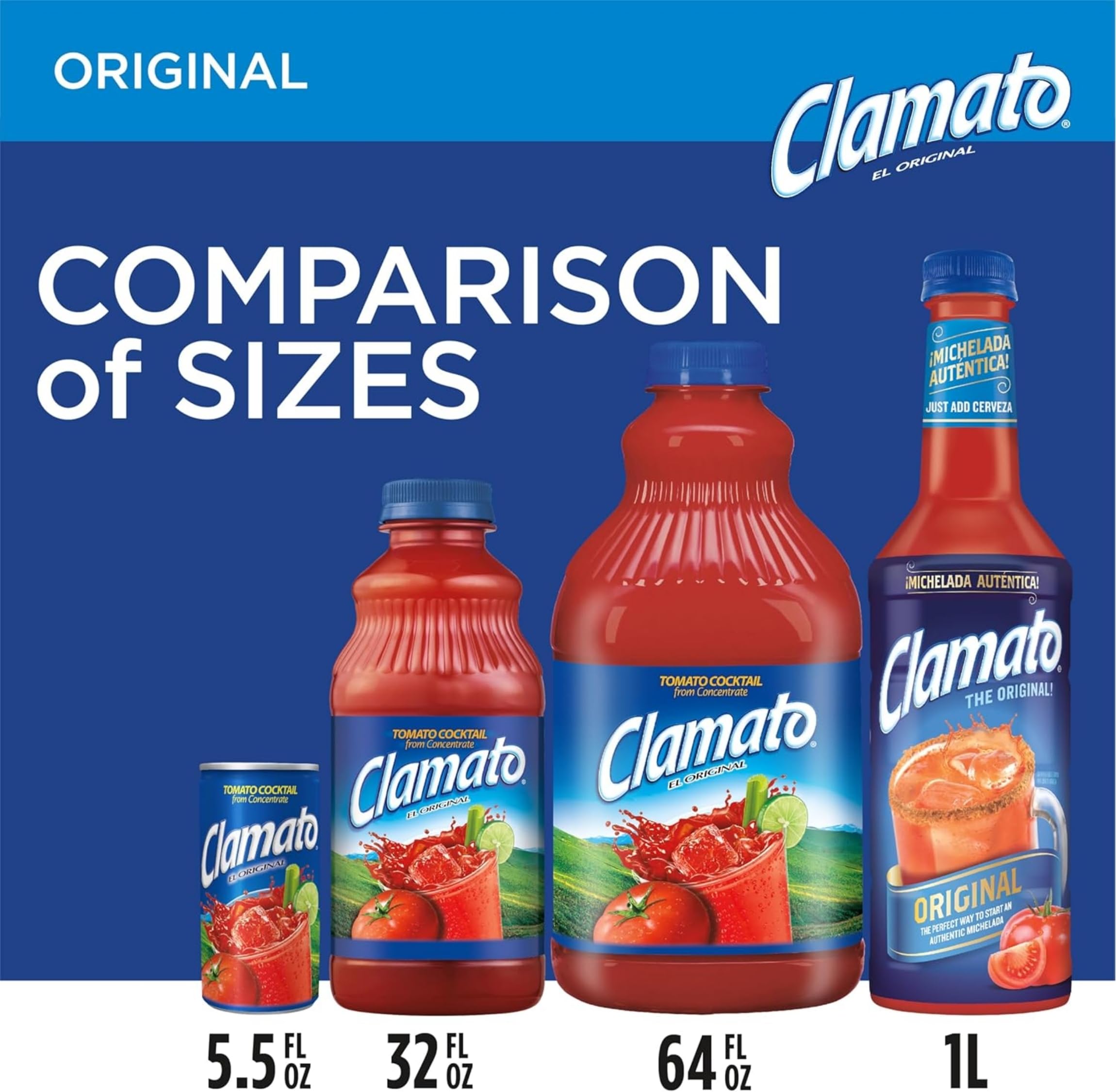 Clamato Original 946 ml Salsa de Tomate con Almeja para Micheladas, Ceviches y Cócteles Pack 3 x 946ml