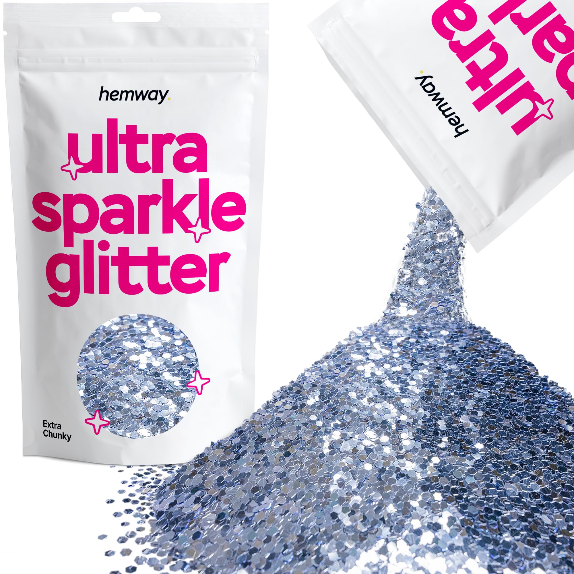 Hemway Ultra Sparkle Glitter Baby Pink Iridescent 100g Fine | Glitter for Arts & Craft, Makeup, Nail Art, Crafting, Card Making, Sparkle Decoration — view 112