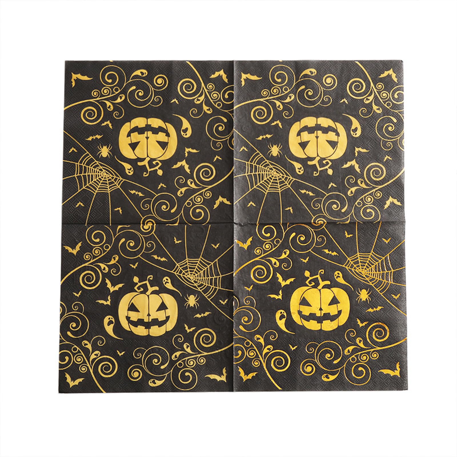 Servietten Goldener Kürbis Fledermaus Happy Birthday Servietten Hochzeit Kindergeburtstag Cocktailservietten Party Geburtstagsservietten Servierten Disposable Napkins Pack of 20(33x33cm)