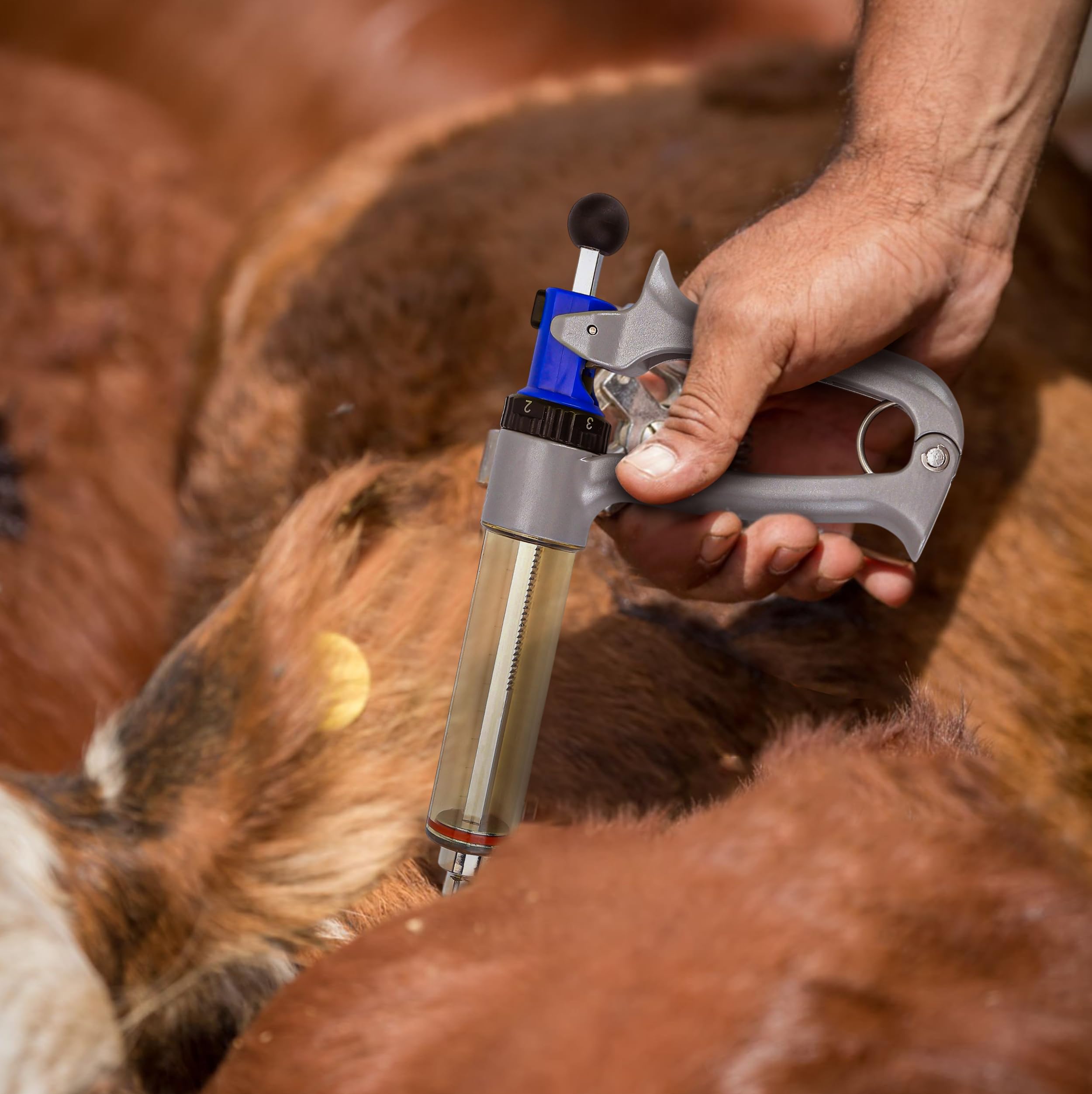 Siringa per bestiame da 25 ml/50 ml, siringa continua semiautomatica, strumento veterinario regolabile per bovini, capre, maiali