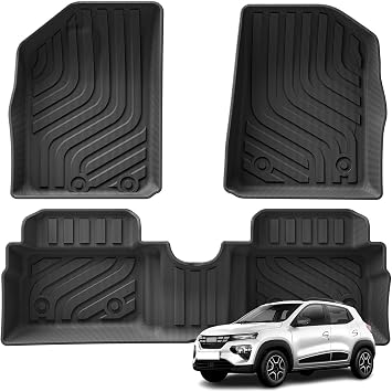 Compatible with Dacia Spring EV 2021-2023, Compatible with Renault City K-ZE, Compatible with Renault Kwid E-Tech Electric, TPE 3D Car Floor Mats Trunk Pad3PCS