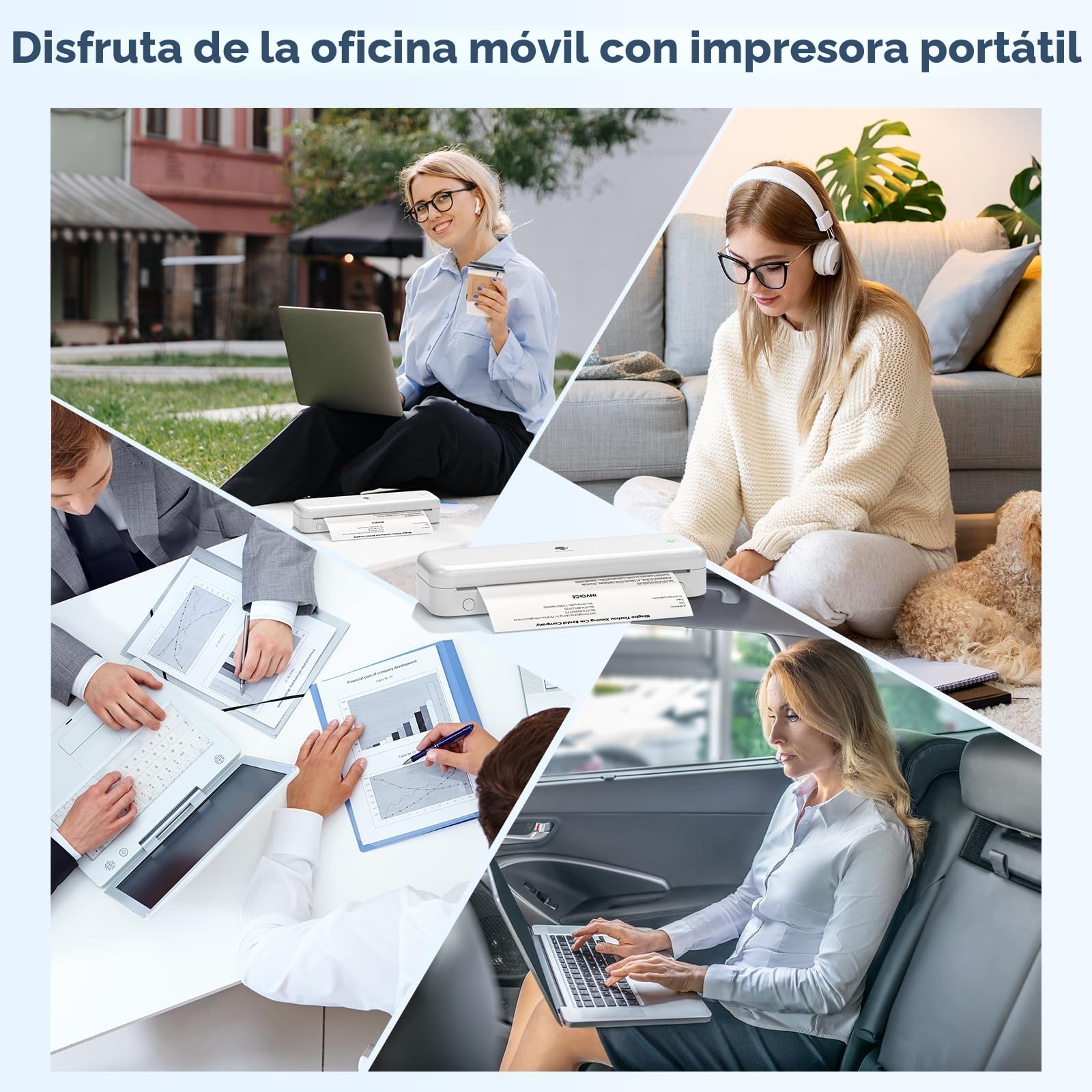 Phomemo M834 Impresora Termica A4, Impresora Portatil Sin Tinta, Conexión de Smartphone por Bluetooth, Admite Papel Térmico A4 (210x297 mm), 80mm, Impresora Portátil Movil, 300DPI