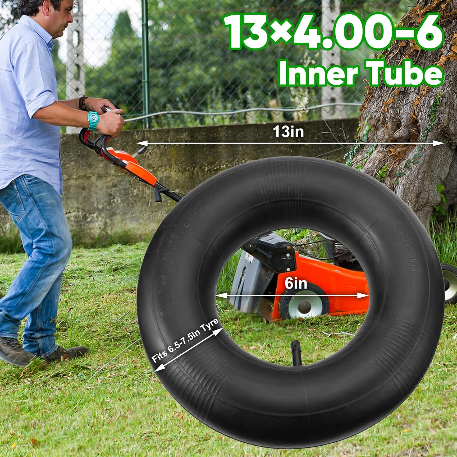 13x4.00-6 Tire Inner Tubes 2 Pack Heavy Duty Replacement with Straight Valve Stem for Various Equipment