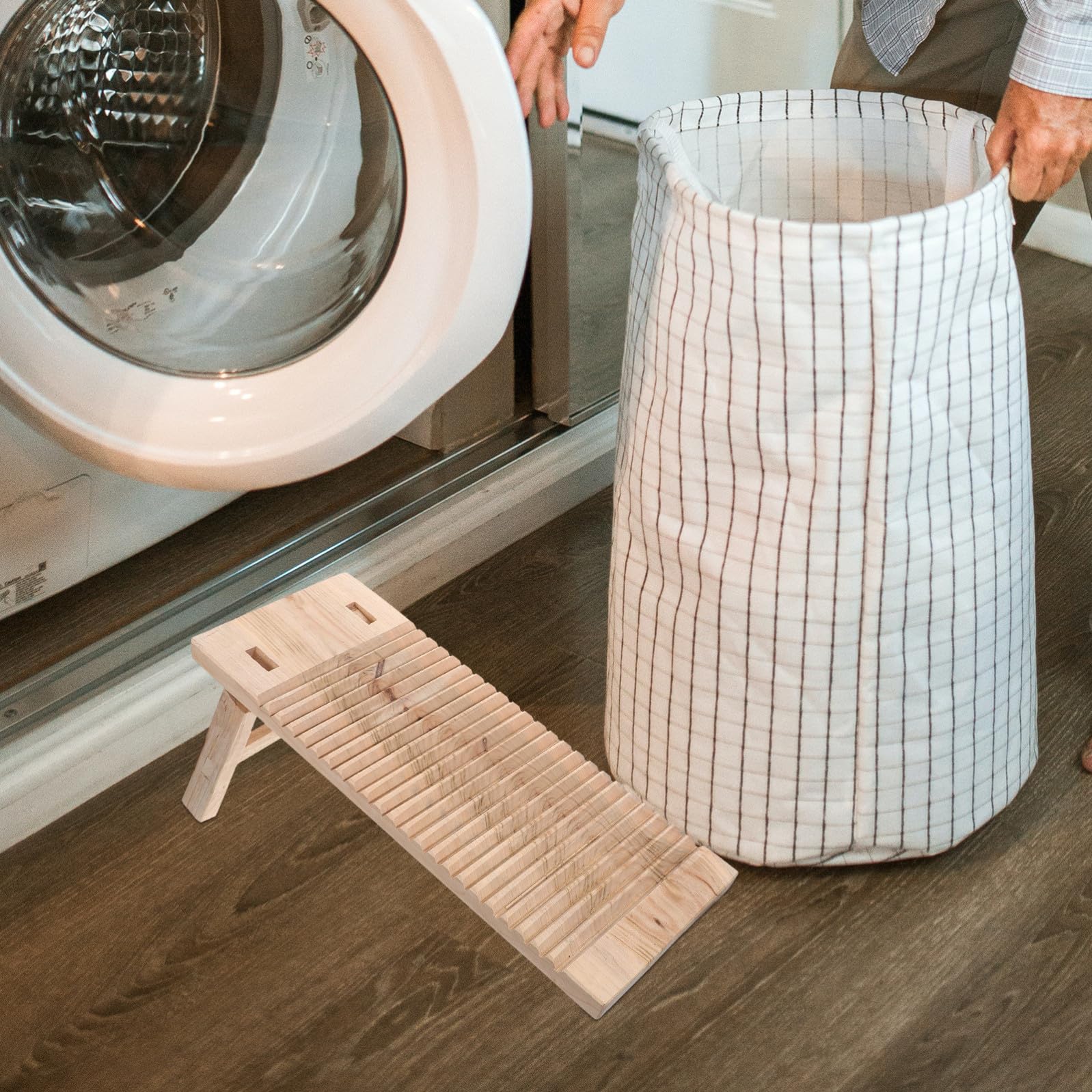 Asse Dimensioni Lavatoio Legno in Antiscivolo Piedini Solido Pratica Tavola Lavare Resistente 50x20x2,5cm per Uso Domestico