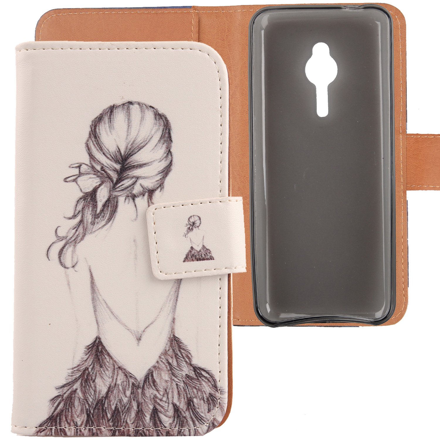 Pattern Design PU Flip Leather Cover Skin Protective Case for Nokia Lumia 230 2.8" (Back Girl)