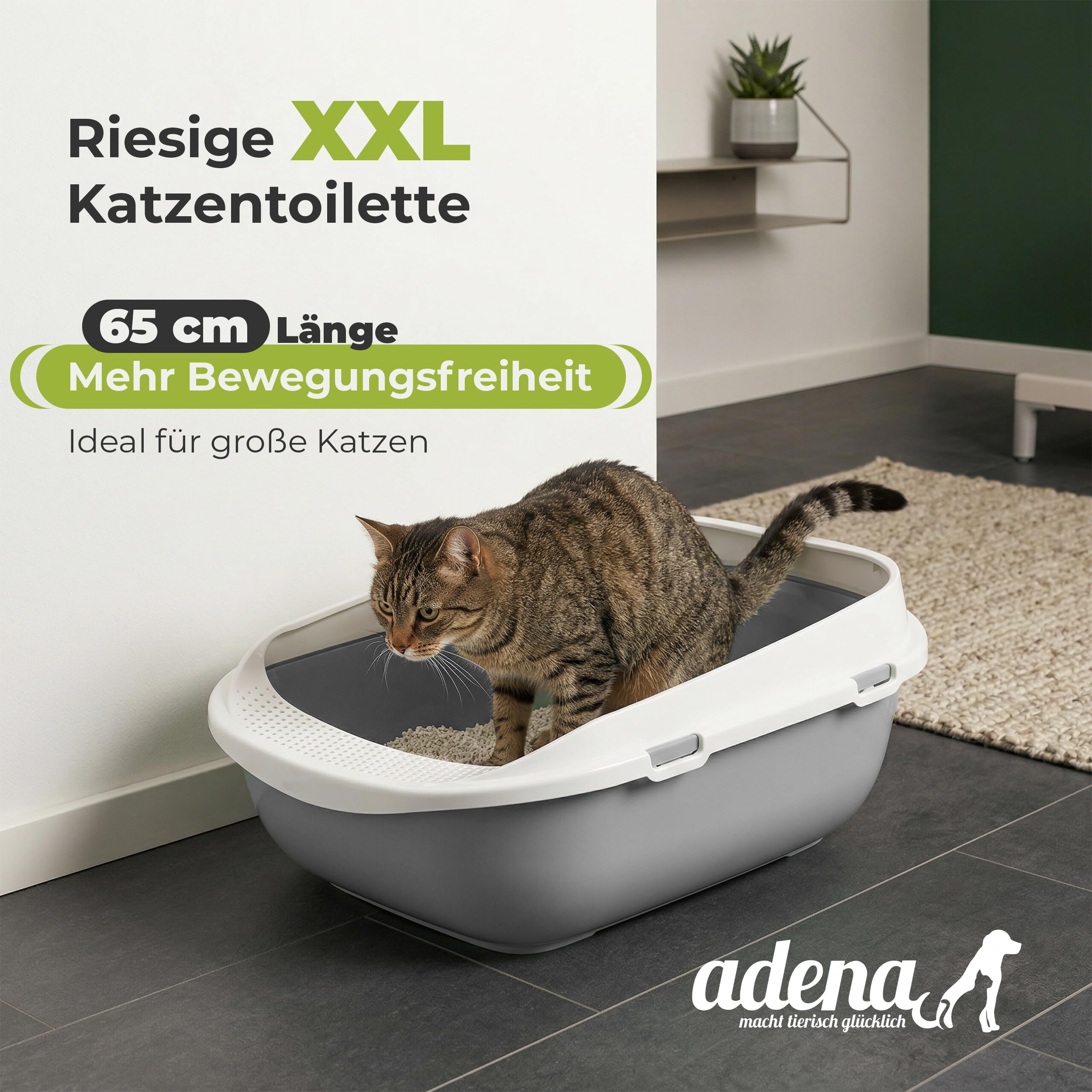 Katzentoilette XXL Jumbo Schale 65 cm graubeige inkl. Schaufel