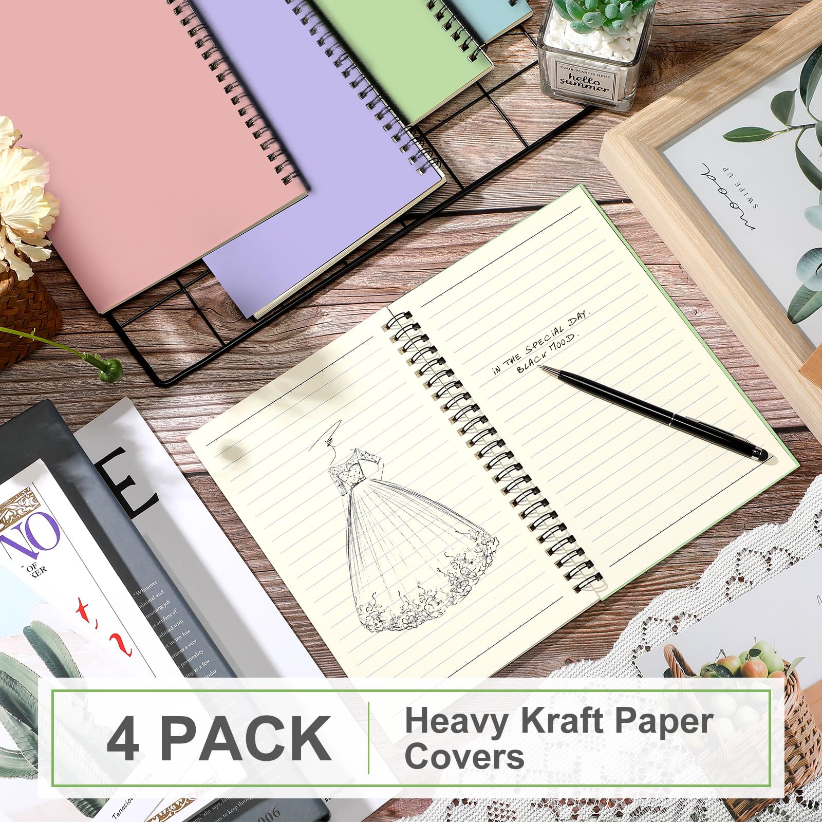 Yahenda Cuaderno en espiral a granel A5, diario forrado de 8.3 x 5.5 pulgadas, papel de composición de escritura, bloc de notas pequeño, cuaderno de asignaturas para estudiantes, oficina, negocios