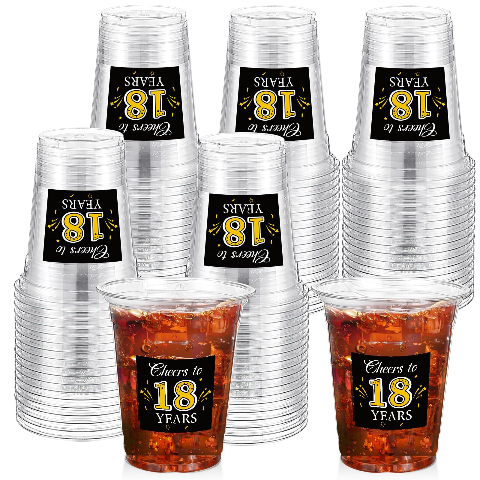 Funnymoom 60 Pack 18th Birthday Cups Decorations, 12oz, Gold