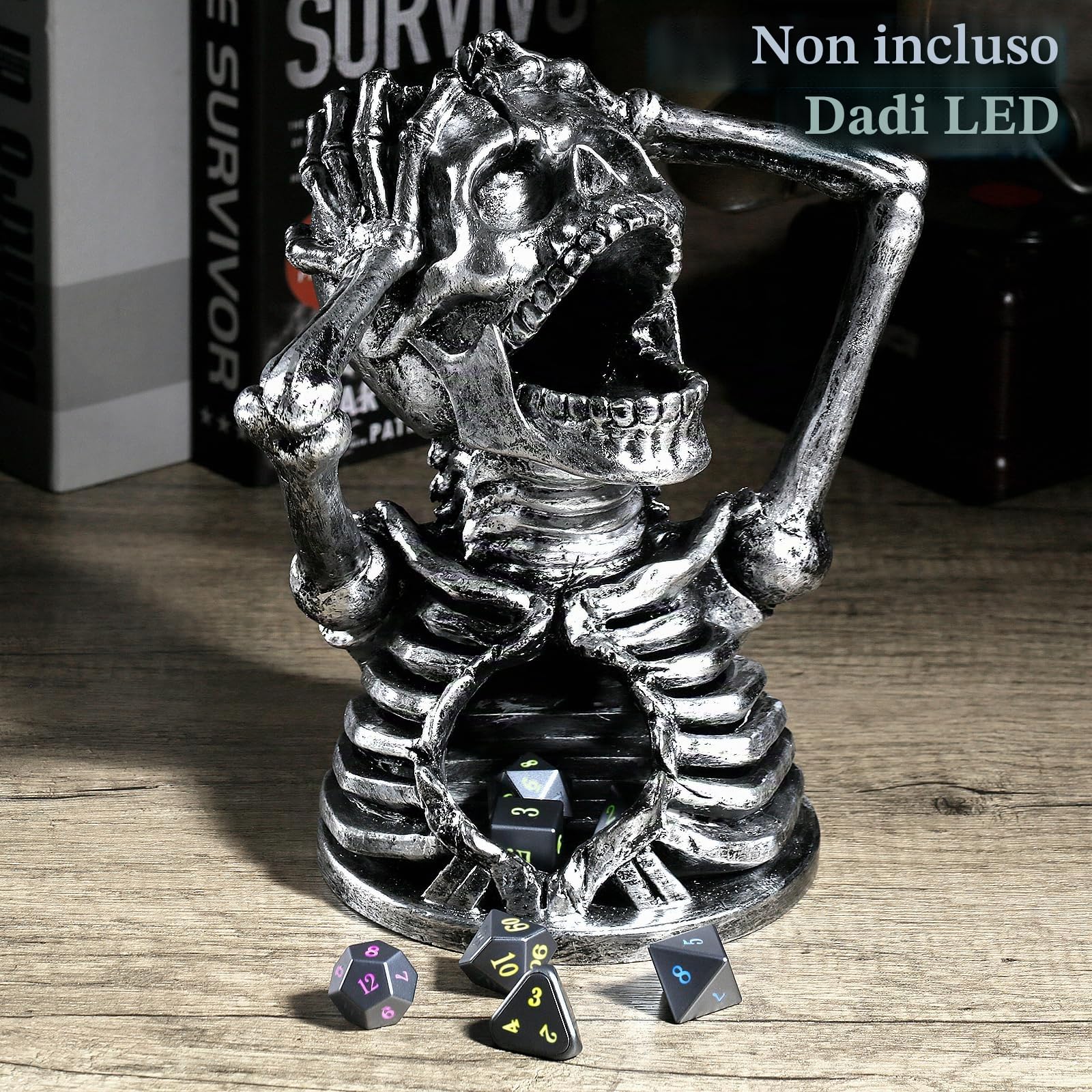 DNDND Torre di dadi a forma di teschio, torre per giochi da tavolo e giochi di ruolo da tavolo Dungeons and Dragons (teschio)