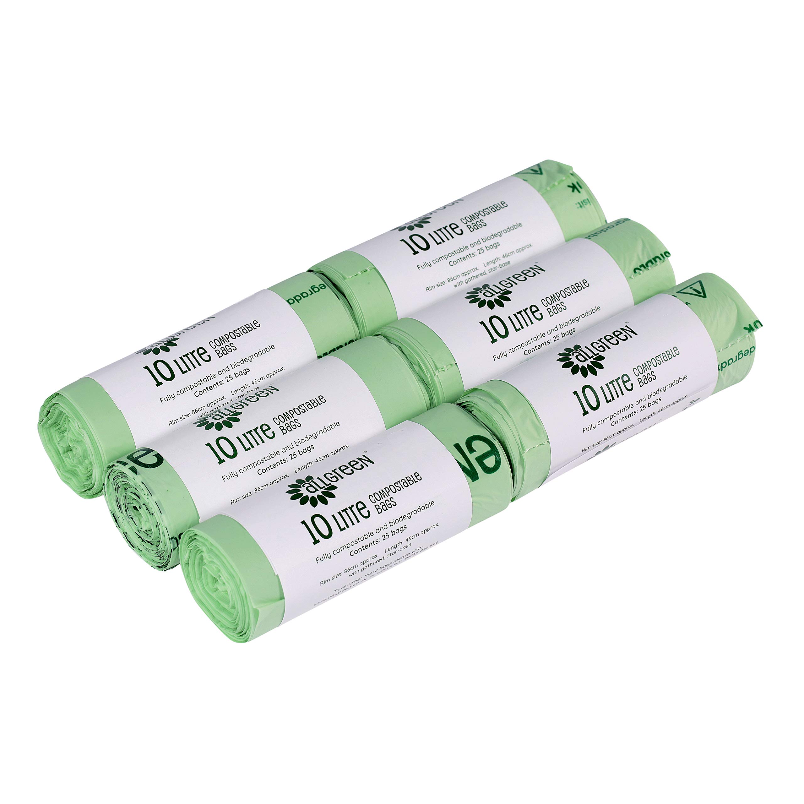 All-Green 10 Litre Compostable Food Waste Bin Liners - Green / 6