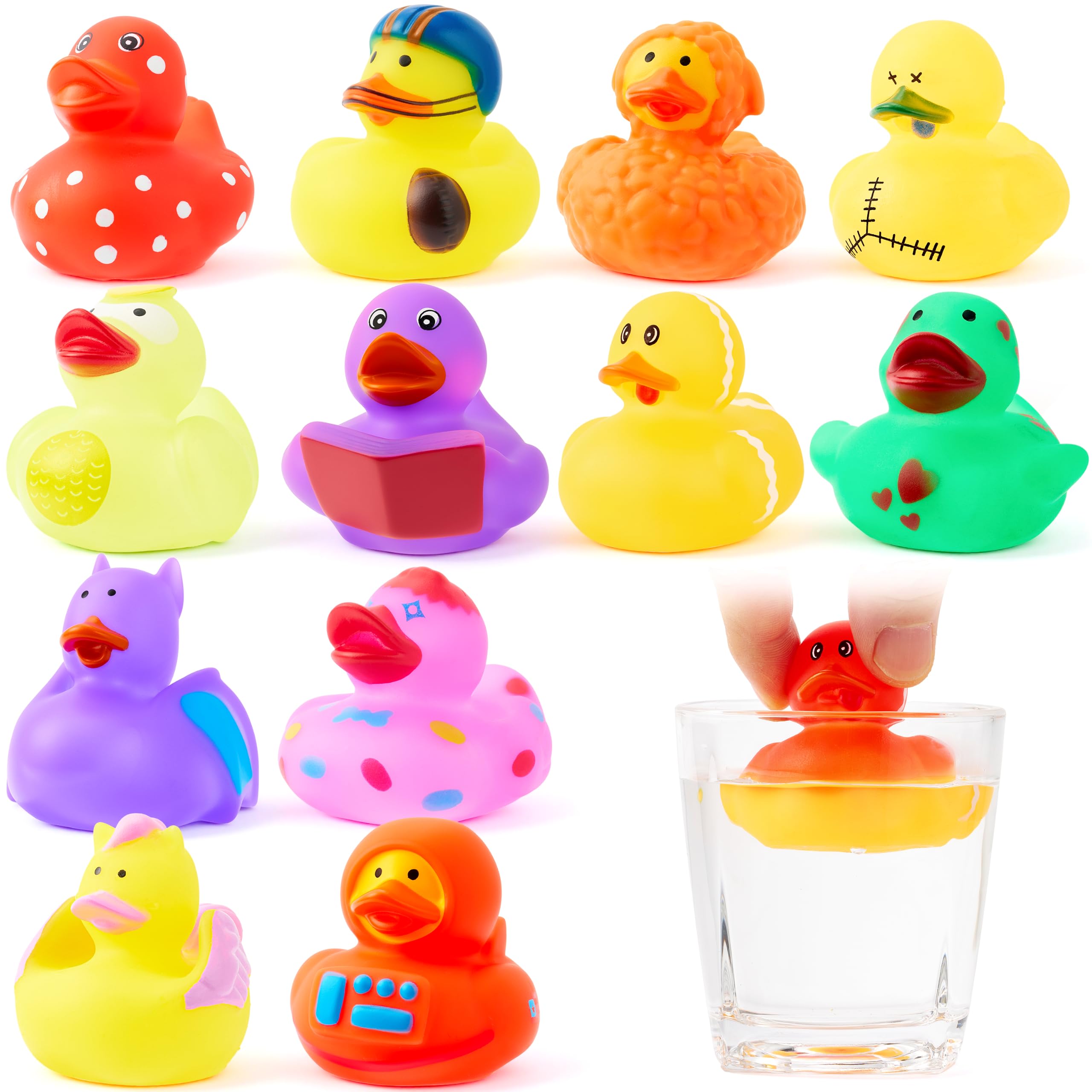 JOYIN - 12 patos de goma termocromáticos de cambio de color, varios juguetes de goma para niños, juguetes de baño de bebé, actividades en la playa, piscina, carnaval, regalos de fiesta