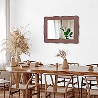 Vista 7 de Espejos ondulados para pared, rectangular, marco de madera, espejo Brouwn vintage, para colgar en la pared, para sala de estar, dormitorio