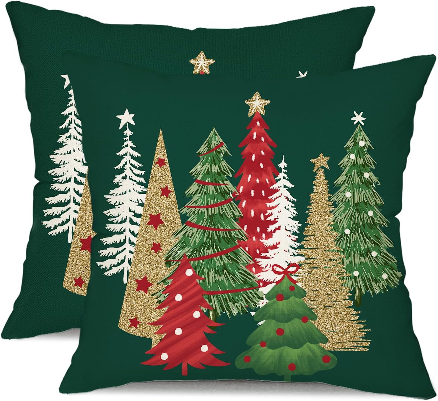 DFXSZ Christmas Pillow Covers 20x20 Inch Set of 2 Xmas Tree Decorative Green Throw Pillows Winter Christmas Decor for Home Couch TH-50B20