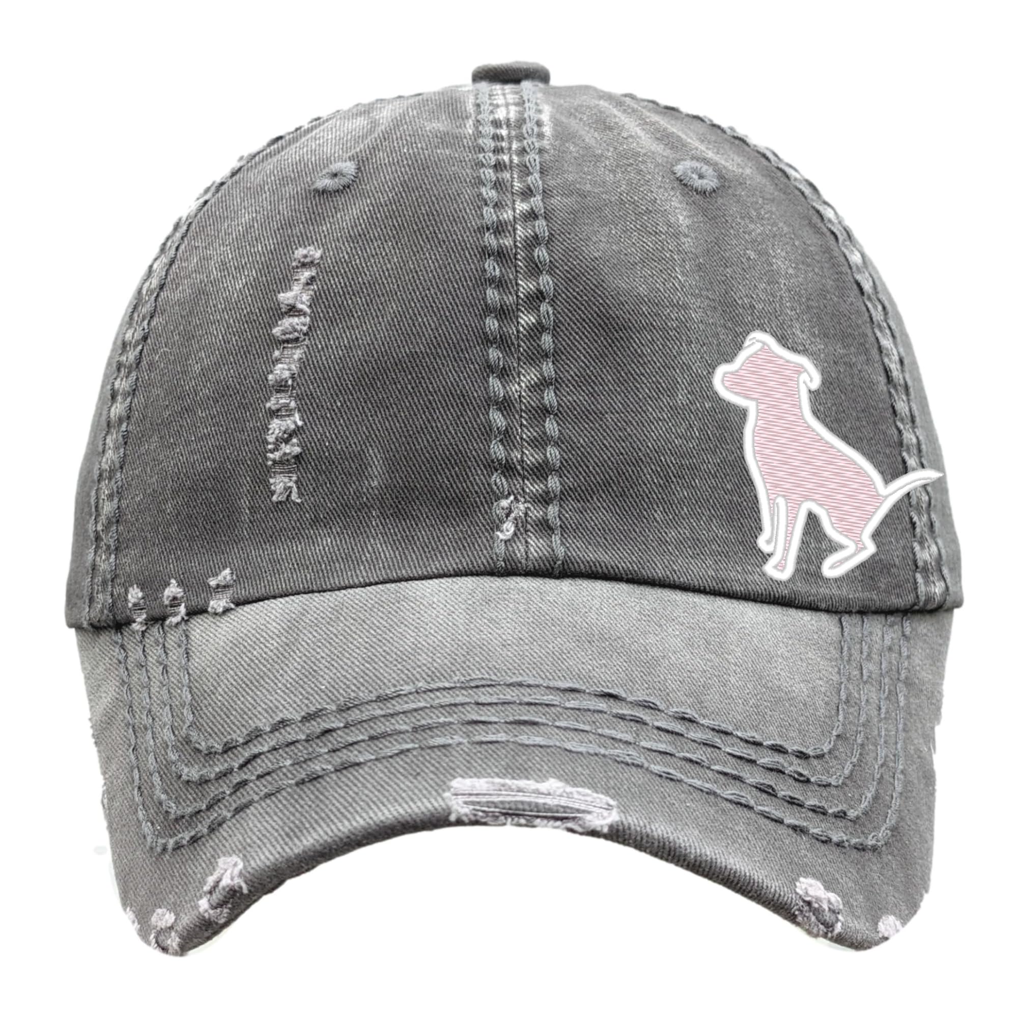Distinct HeadwearWomen's Pittie Pitbull Pitbull Dog Mom Hat, Baseball or High Ponytail Cap, Embroidered Sitting Cute Image Photo Shape Silhouette in Hat Corner, Gift Clothing Present for Her Wife Owner Friend