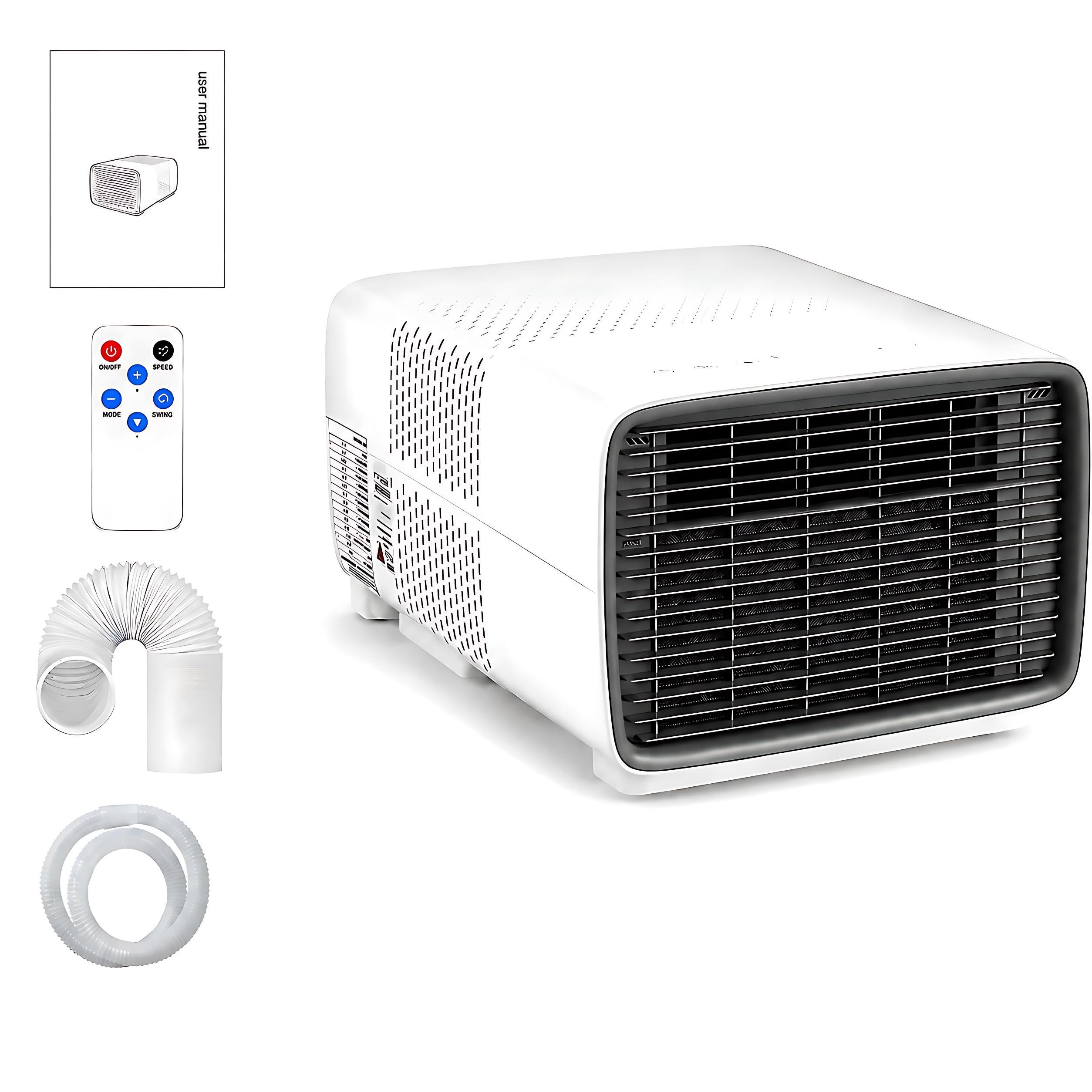 KPOUYYDS Low Wattage AC & Travel Air Conditioner - 280W Power with 2700 BTU Fast Cooling, 45dB Quiet 3-in-1 Dehumidifier Fan, No Install Portable AC for Off-Grid Camping, RVs & Small Bedrooms