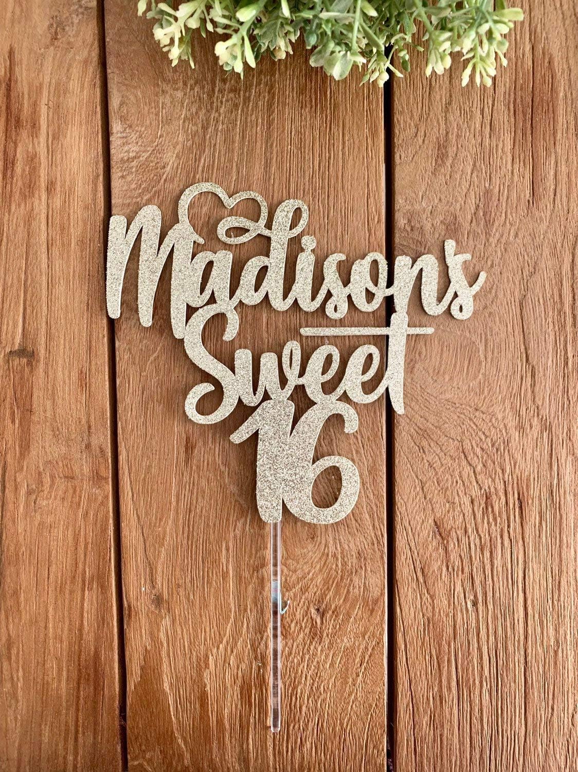 Sweet 16 Cake Topper Sweet Sixteen Cake Topper 16 Birthday Custom Cake