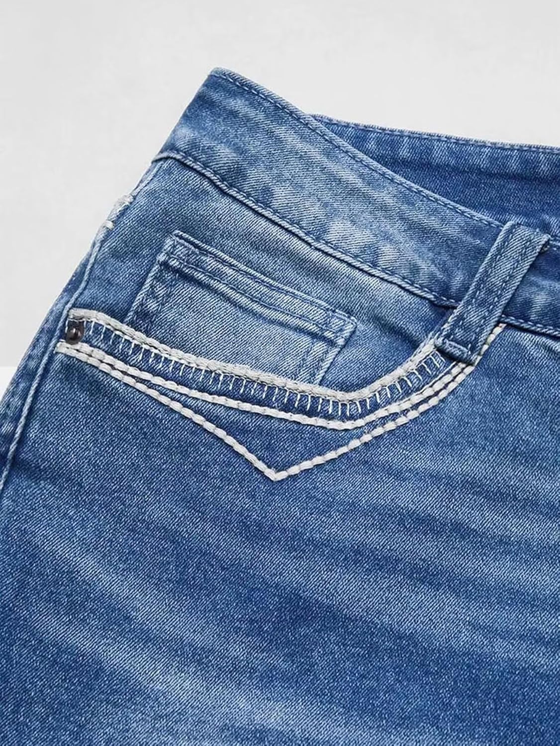 Flamingals Boot Cut Jeans for Women Trendy Stretch Jeans Butt Lifting Tummy Control Denim Pants Sea Blue 2XL