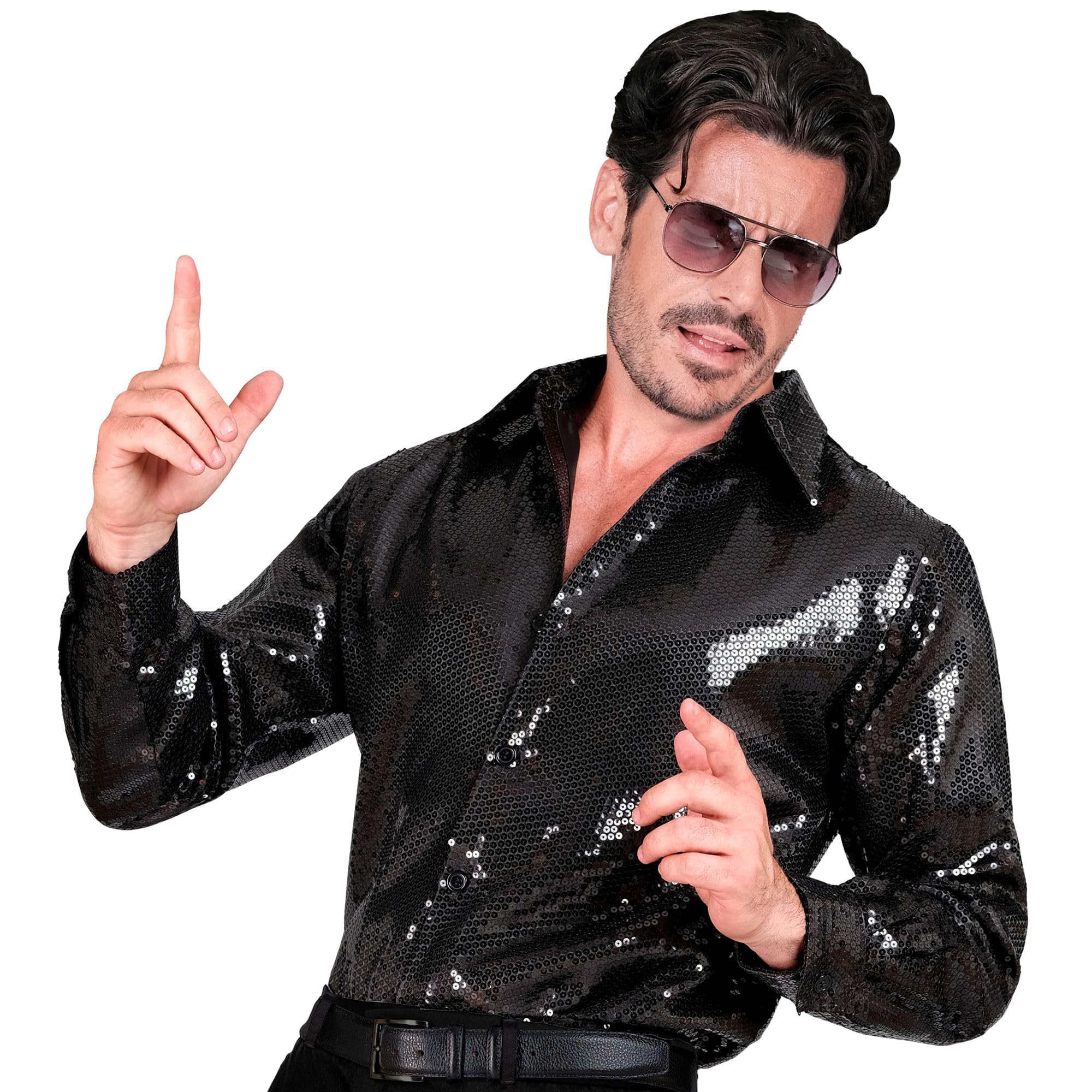 Camicia Uomo Con Paillettes Brillantini - Maniche Lunghe, Discoteca, Serate Danzanti - Vestibilità Regolare - 2