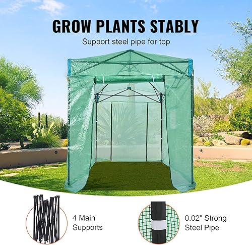 Miniatura 5 de VEVOR Invernadero emergente, casa verde emergente de 8 x 6 x 7.5 pies, instalada en minutos, cubierta de polietileno de alta resistencia con puertas