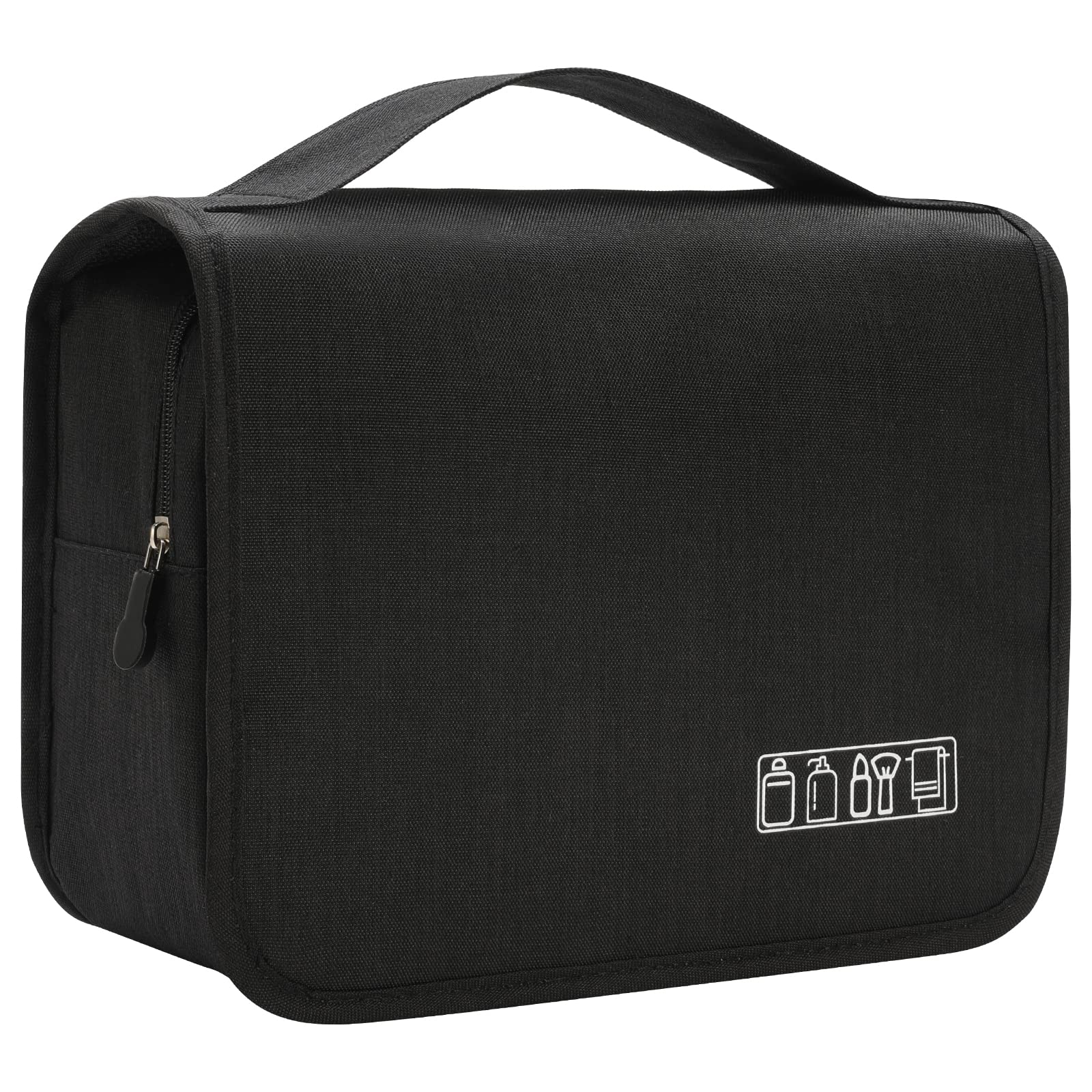 YOKGO Neceser de Viaje Hombre Mujer, YOKGO Bolsa de Aseo con Gancho Colgante, Neceser Maquillaj Impermeable de Gran Capacidad, Makeupn Bag, Organizador Viaje Accesorios Negro