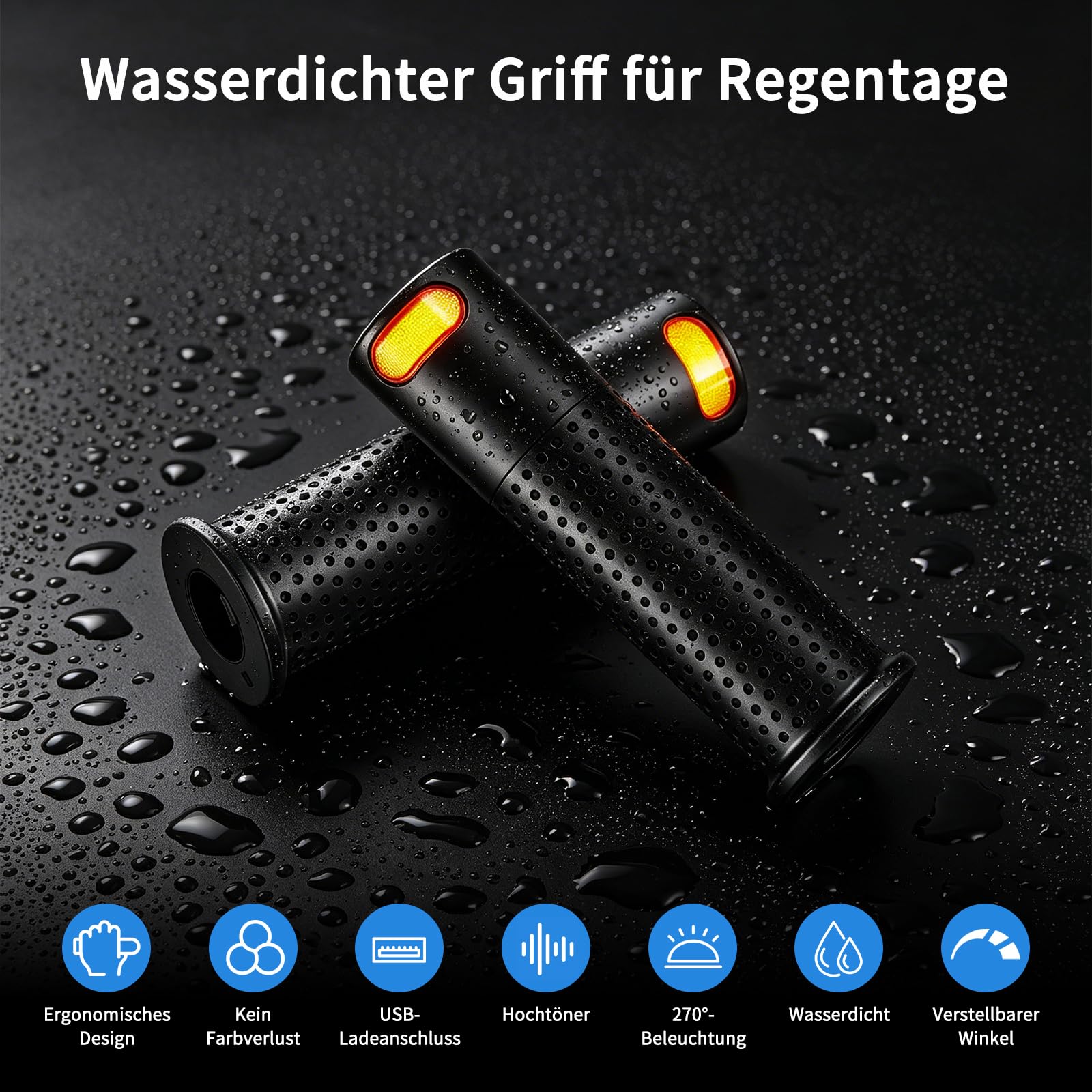 E Scooter Blinker Nachrüsten Set für Xiaomi für M365 für Pro 1S/Pro 2 für Mi3 für Ninebot Max G30/G30D, Blinker E Scooter Rollergriffe mit Blinkerlampe Lenkergriffe Scooter Zubehör(Schwarz)