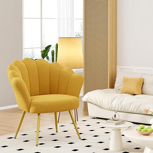 Miniatura 5 de Alunaune Juego de 2 sillas de terciopelo de mediados de siglo para sala de estar, silla de tocador tapizada para sala de maquillaje, moderna silla