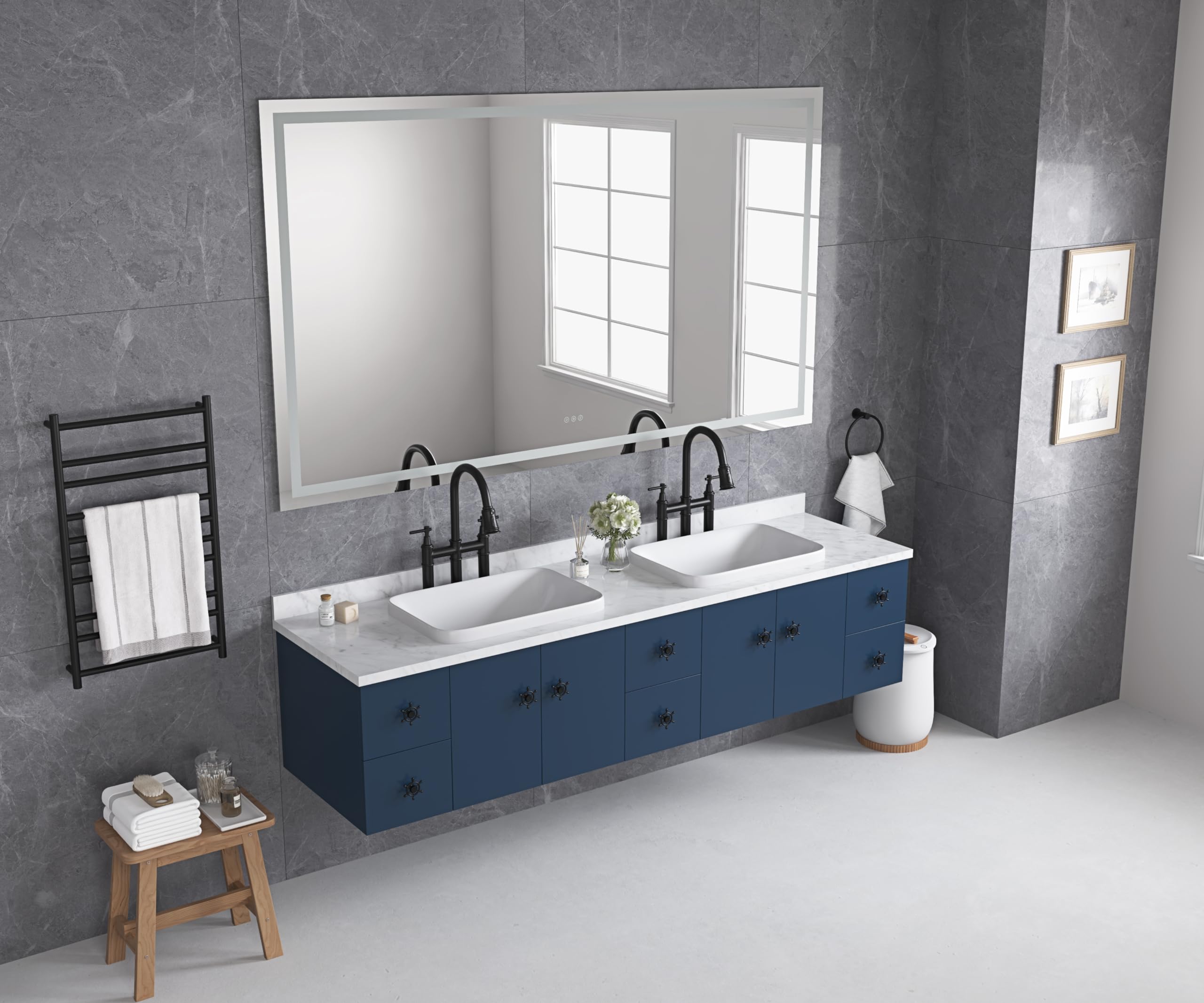 TREATLIFE HOME Enhance Your Bathroom with 84 x 48 Inch LED Vanity Mirror, Anti-Fog, Dimmable Light, 3 Color Options