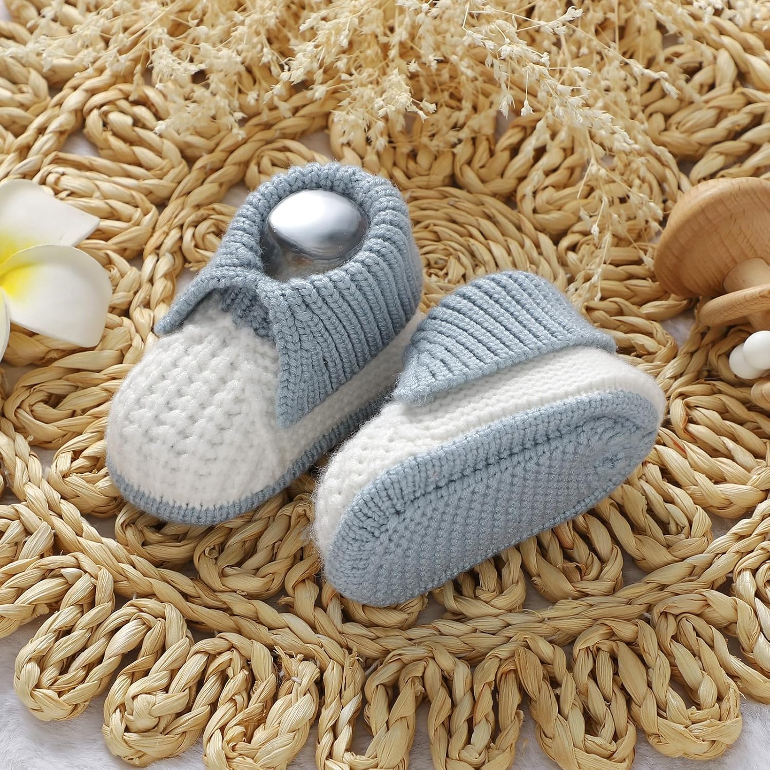 Neiwech Baby Booties Newborn Infant Sock Shoes Knit Crochet Soft Cozy Warm Boots for Boys Girls - Image 5