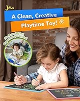 Vista 6 de KOKODI Tableta de escritura LCD, tableta de dibujo de 16 pulgadas, tabla de doodles colorida, almohadillas de dibujo electrónicas reutilizables Azul