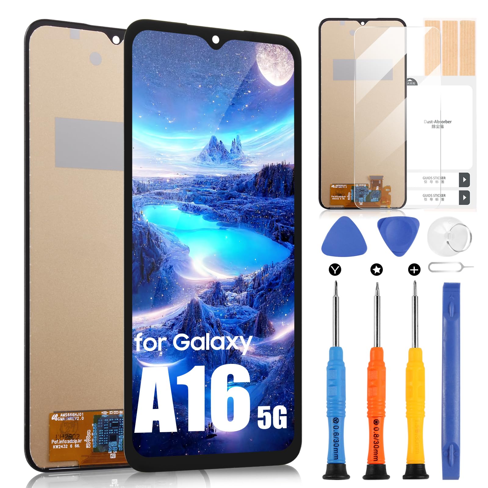 Écran tactile numériseur assemblage complet Galaxy A16 noir sans cadre - 8