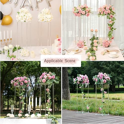 Miniatura 6 de 10 soportes de acrílico transparente para jarrón de flores, centros de mesa geométricos altos de 24 pulgadas para bodas, soporte de flores para