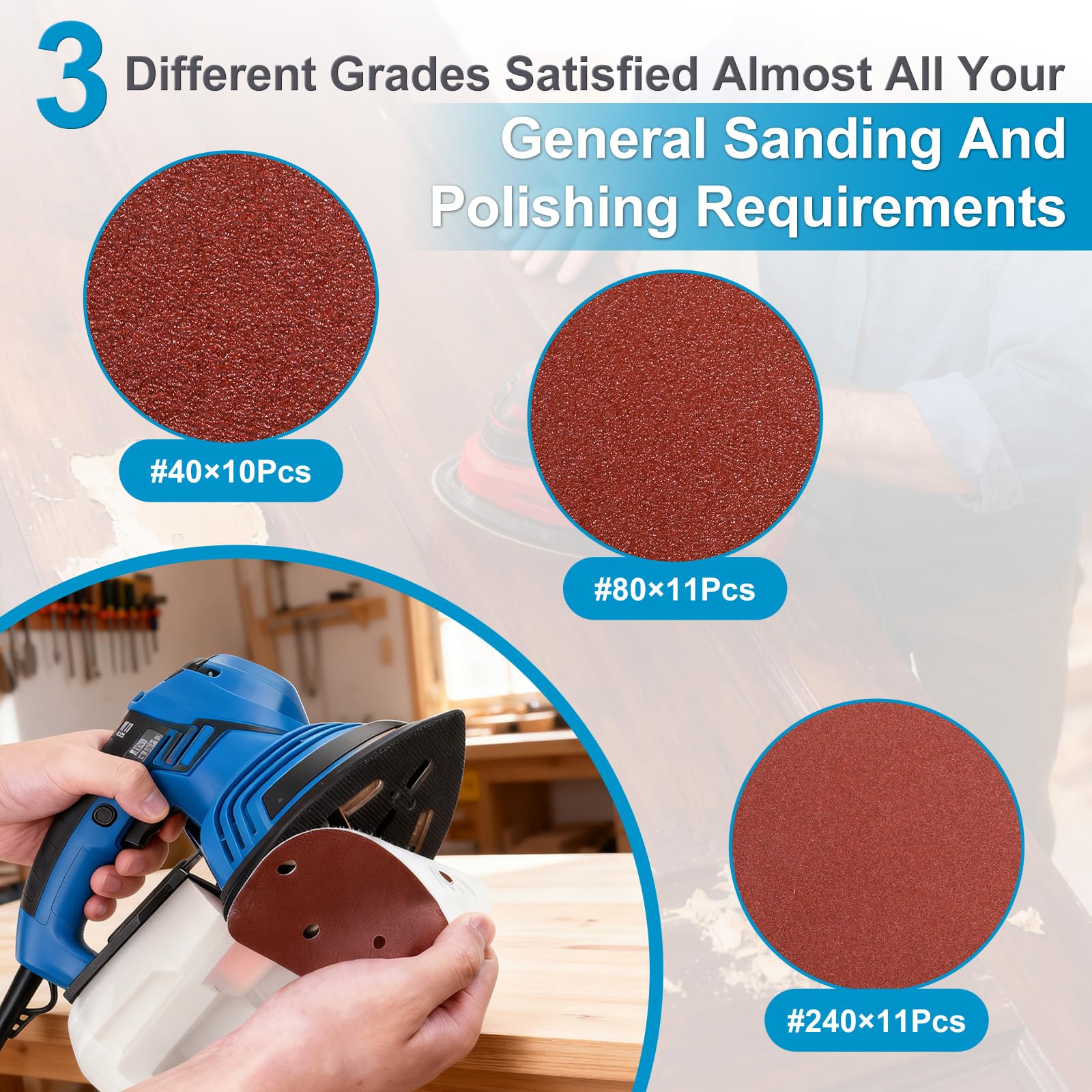 30 Mouse Detail Sanding Pads - 40/80/240 Grit -4 30 Mouse Detail Sanding Pads - 40/80/240 Grit -4