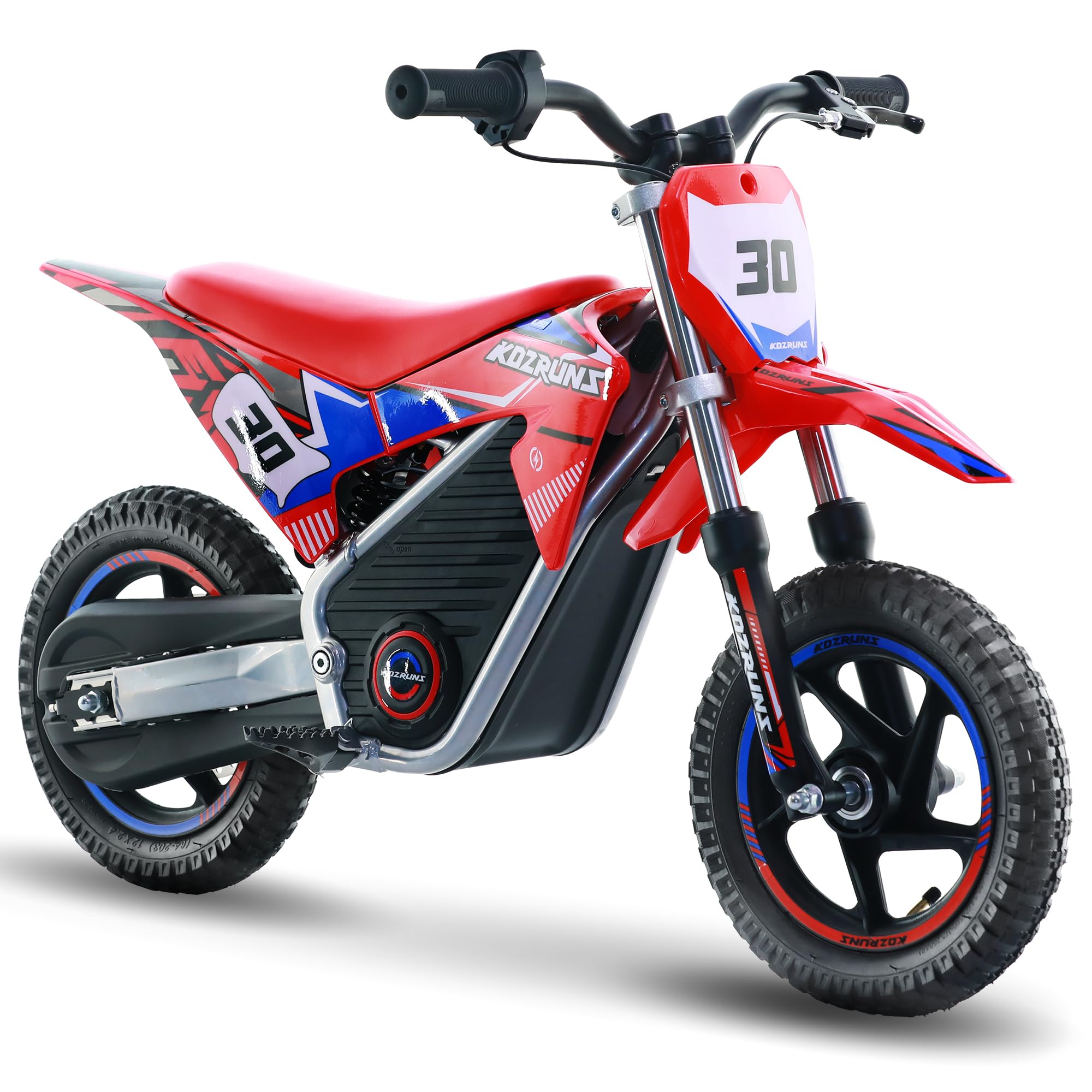 AIII 36V Electric Dirt Bike for Kids 3-8, High Performance 250W Racing Grade Motorcycle, Up to 15.5MPH, 3 Speed Settings, 12-Inch Off-Road Tires, Rear Disc Brakes & Advanced Shock Absorption, Red