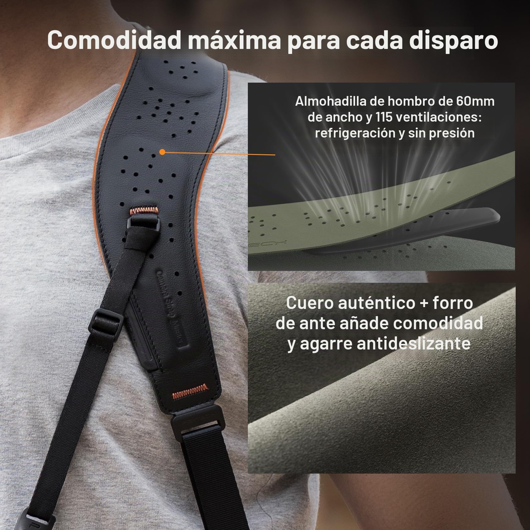 PGYTECH Camera Strap Master, Arnés Doble Hombro de Cuero para 3 Cámaras, Arnés de Cámara Ajustable para Fotógrafos Profesionales