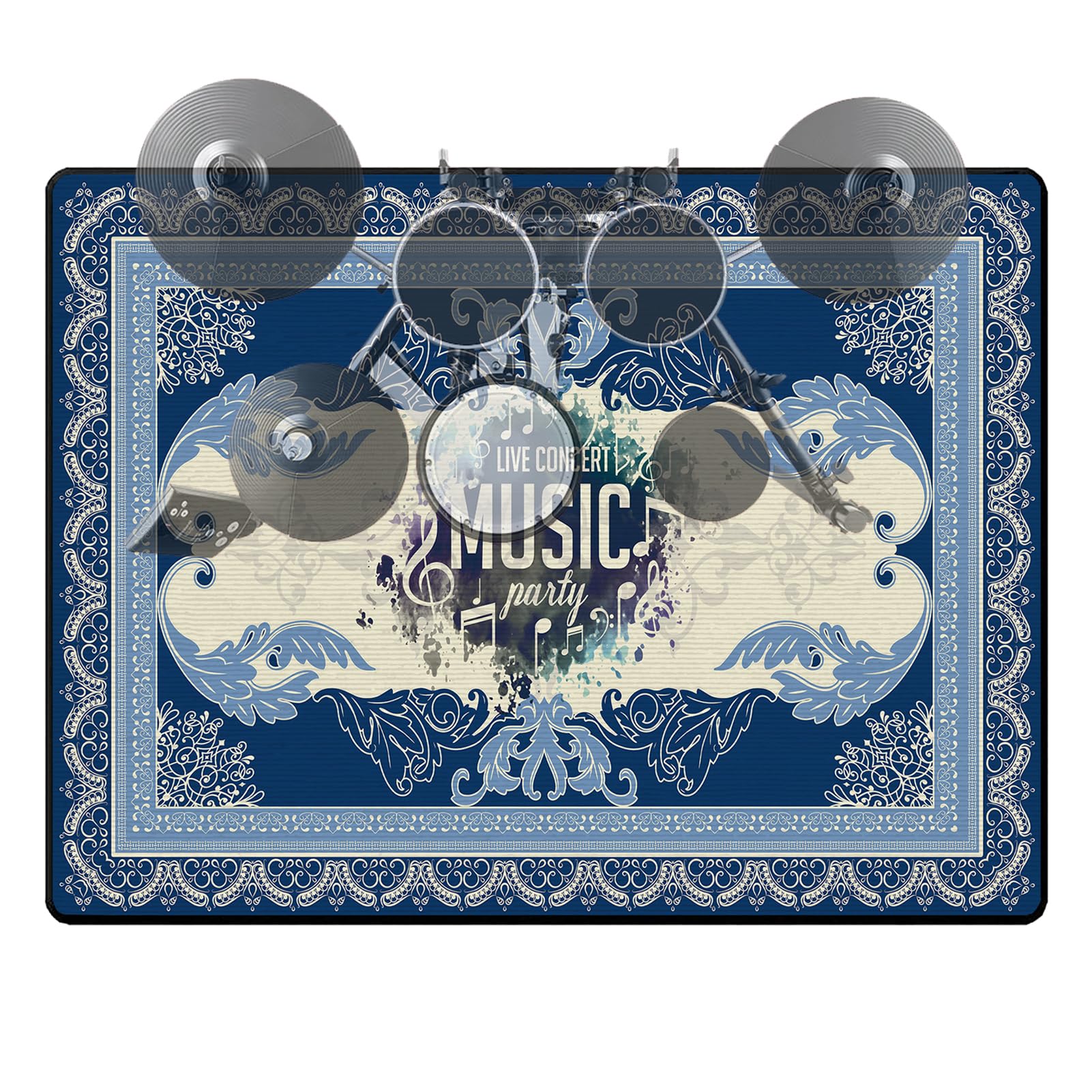 Drum Rug, Mat &amp; Set Carpet - Bedroom/Living Room Decor, Soundproof &amp; Non-Slip, Great Gift for Drummers, 100% Polyester (F, 4 * 5ft)
