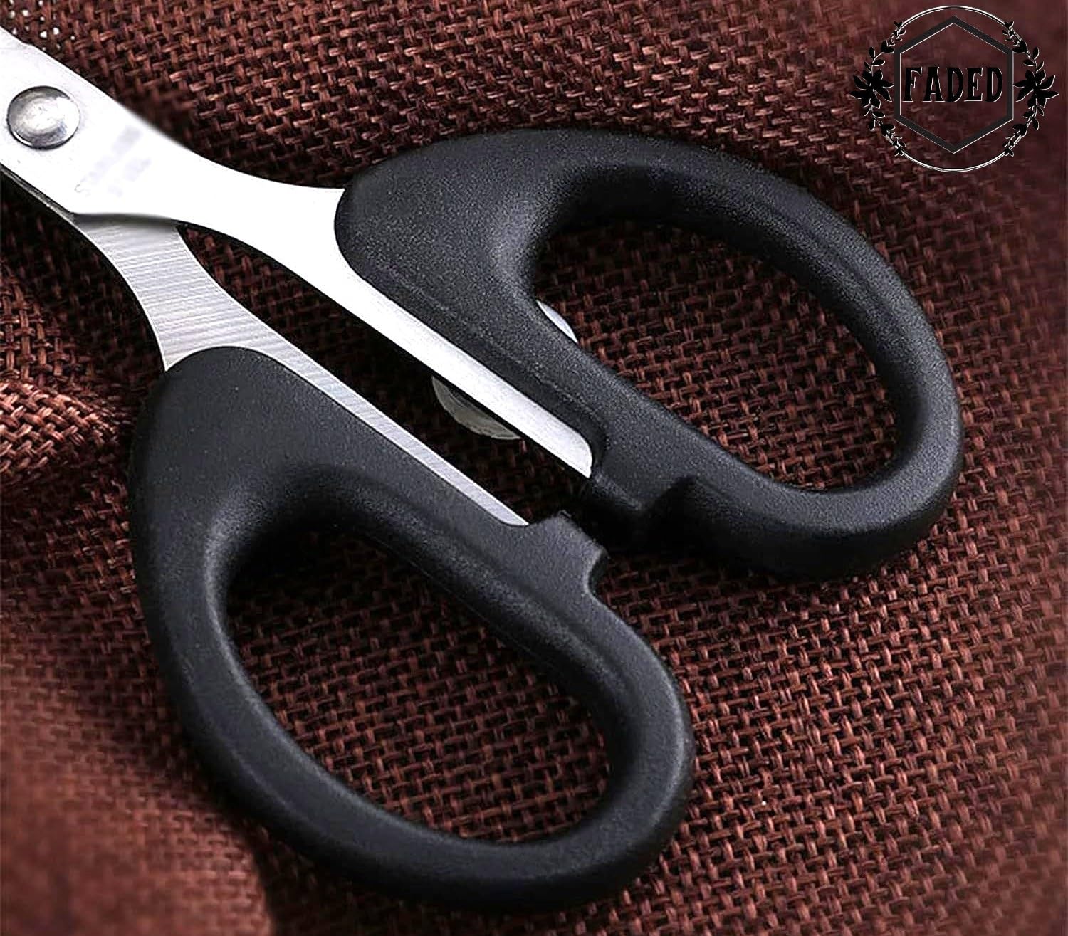Faded Small Stainless Steel Scissors – Multipurpose Craft & Kitchen Shears with Ergonomic Comfort Grip Handle – Sharp, Durable Blades for Fabric, Food Prep & DIY Use (2Pc) - Image 6 thumbnail