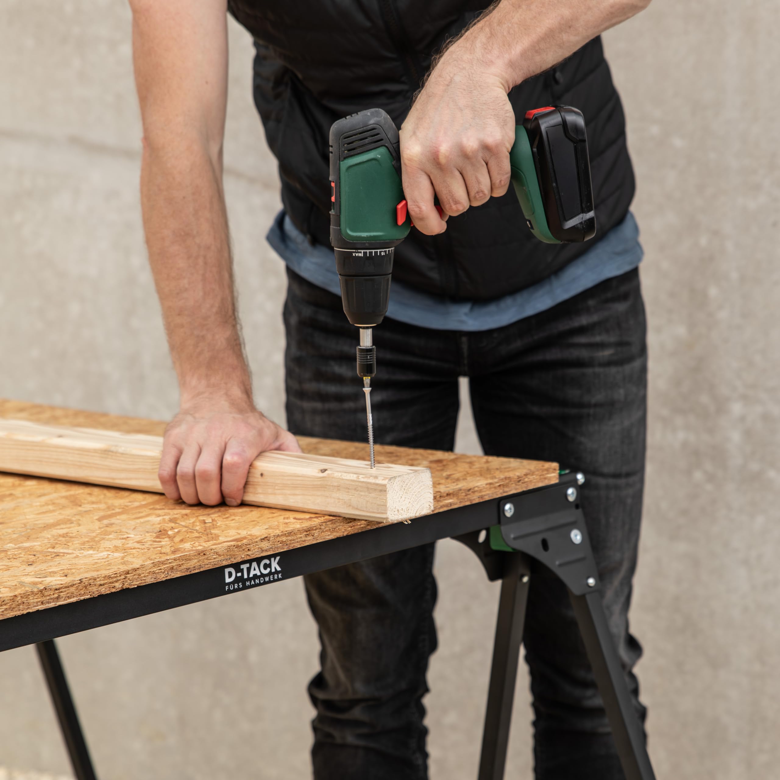 D-Tack 2x Arbeitsbock klappbar | Hochwertiger Sägebock aus Stahl | Faltbock mit einer Tragkraft bis zu 500 kg pro Paar | Klappbock für Baustelle, Werkstatt & Heimwerken