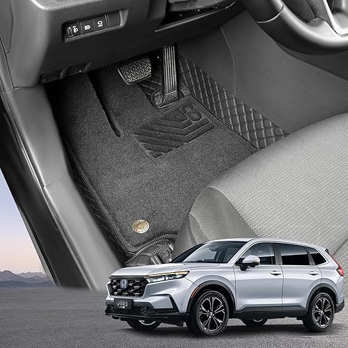 EKR Juego completo de alfombrillas de automóvil de ajuste personalizado para Honda CRV 2023 2024 - Manta de cuero sintético Plus (negro)