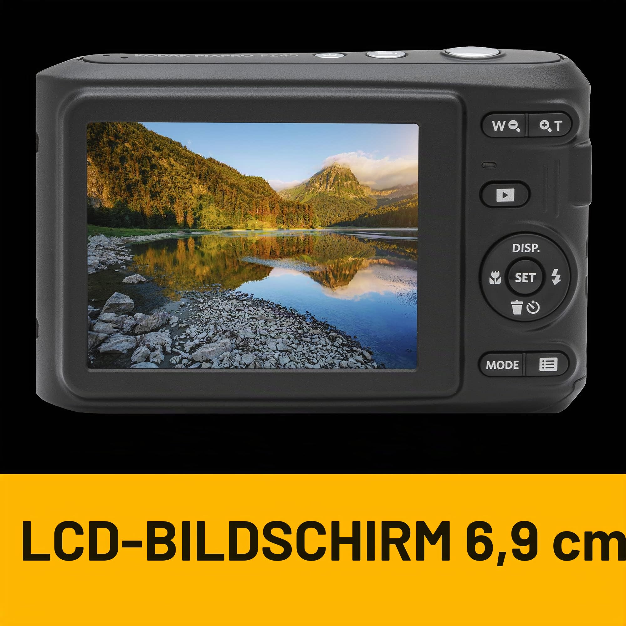Kodak Pixpro FZ45-16.44 Megapixel Digitale Kompaktkamera, 4X optischer Zoom, 2.7 Zoll LCD, 720p HD-Video, AA-Batterie - Schwarz | 16,44 Megapixel, 4X optischer Zoom, 2,7 Zoll LCD, 720p HD-Video, AA-Batterie