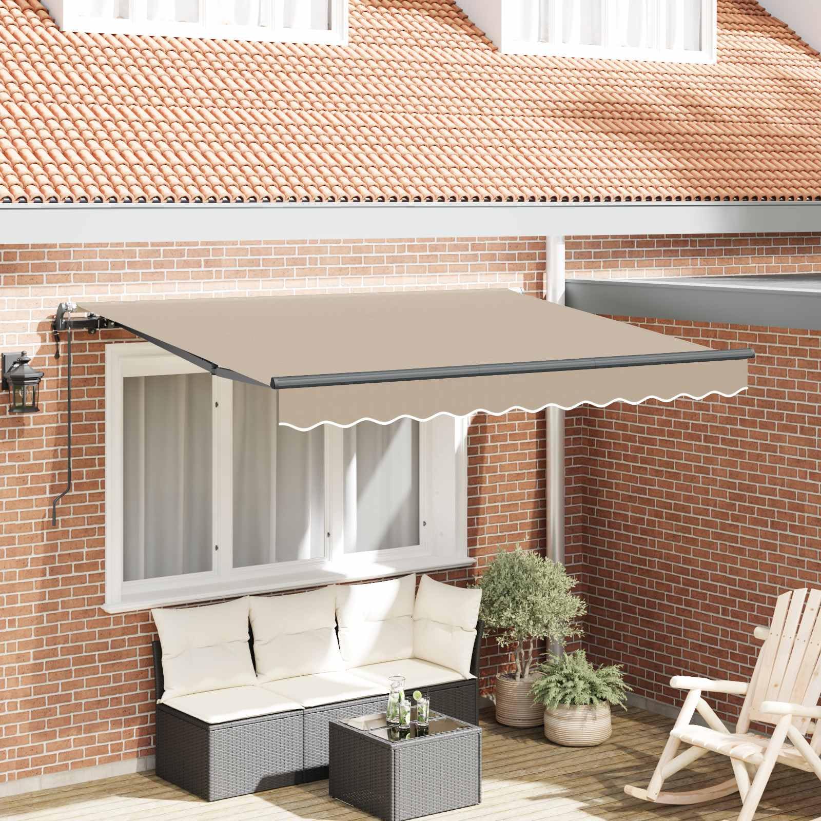 Fisinber Einziehbare Markise Beige 250 x 200 cm Gelenkarmmarkise mit Fernbedienung Elektrisch Aluminium Markisengestell und Stoff für Terrasse Balkon Garten Wandmontage Garden