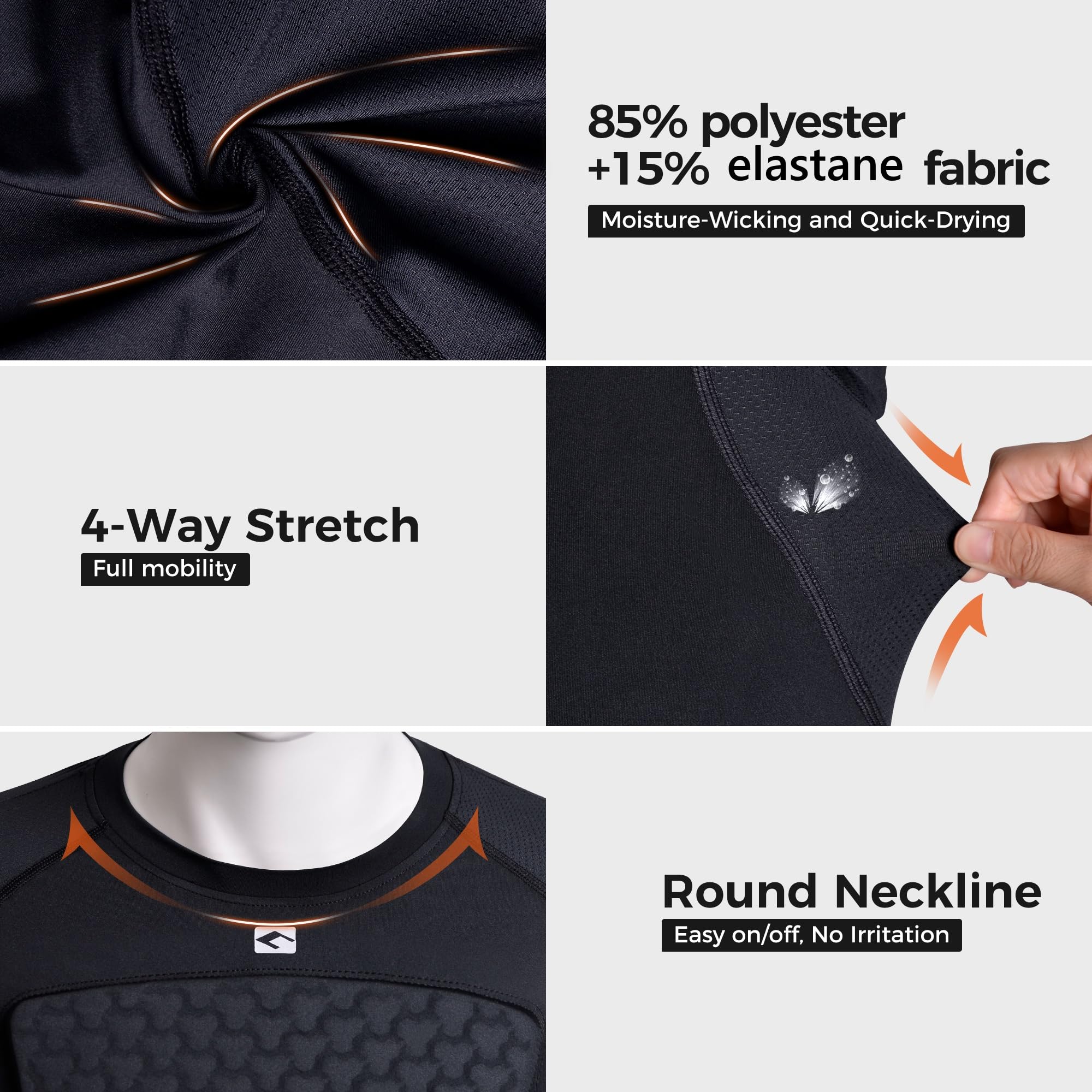 Snapklik.com : Mens Padded Compression Shirt Football Chest Rib ...