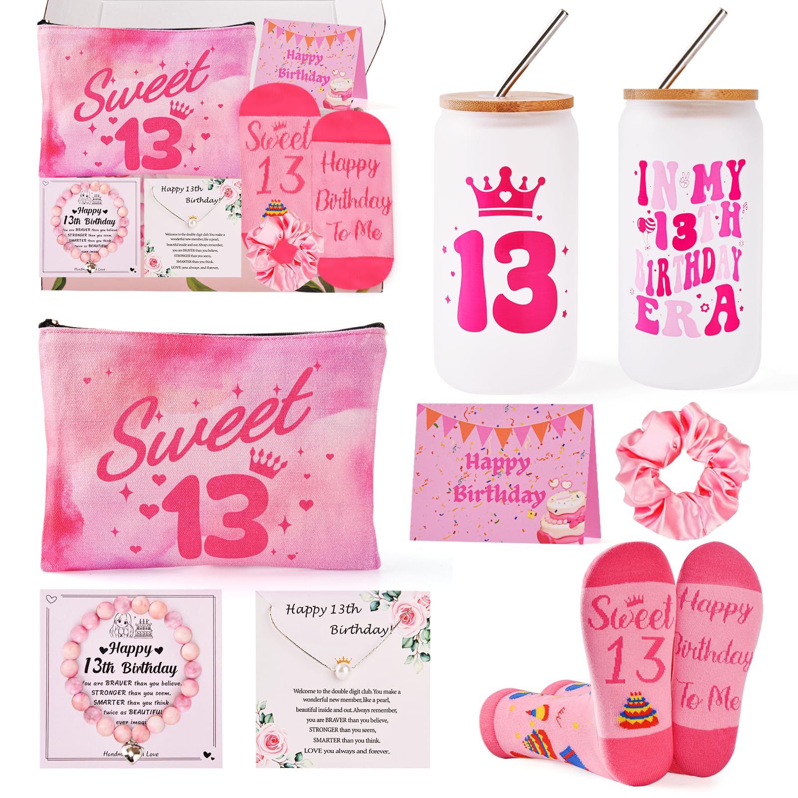 Rerirok 13th Birthday Gifts for Girls- Thoughtful Present Set for Daughters, Sisters & Nieces,Unique 13 Year Old Girl Gifts,Trendy Teen Girl Presents with Party Decorations (13th Birthday Gifts)