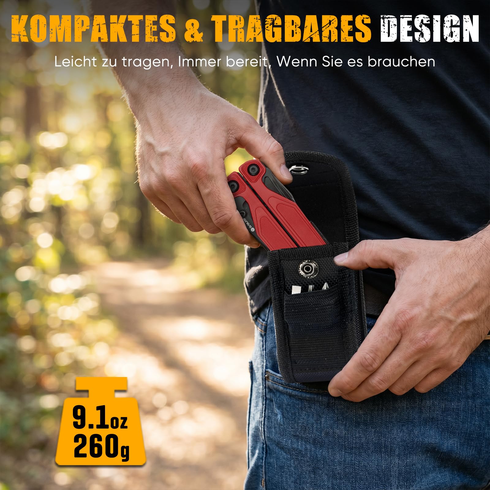BIBURY 25-in-1 Multitool Multifunktionszange, YG12 Hartmetall-Schneide, G10-Griff, 3Cr13 Edelstahl, Outdoor Camping Werkzeug inkl Bitsatz und Nylontasche, für Fahrrad, DIY und Reparatur