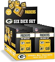 Vista 5 de Masterpieces Game Day NFL Green Bay Packers, juego de dados de seis piezas con logotipo del equipo, D Seis tamaño estándar