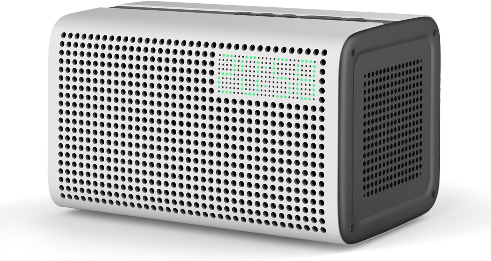 GGMM E3 Bluetooth WiFi Speaker Alexa Built-in Alexa Speaker, Multi Room Play Smart Speaker with LED Clock, Alarm Setting, USB Charging Port, Stereo Sound Airplay Speaker, White