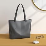 FITDON Sac de rangement avec zip pour les femmes, PU Poignée en cuir Sacs à main Mesdames Sac à épaule pour le travail Voyage scolaire Shopping