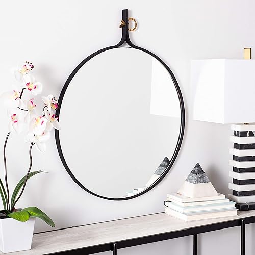 SAFAVIEH Home Chandlen Espejo decorativo negro mate de 30 pulgadas de alto