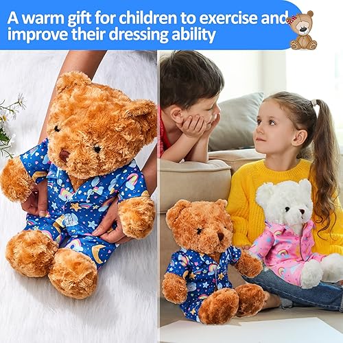 Miniatura 5 de Bunnycool Conjunto de 2 piezas de ropa de oso de pijama, se adapta a la mayoría de osos de 12 a 16 pulgadas, ropa de peluche para animales de