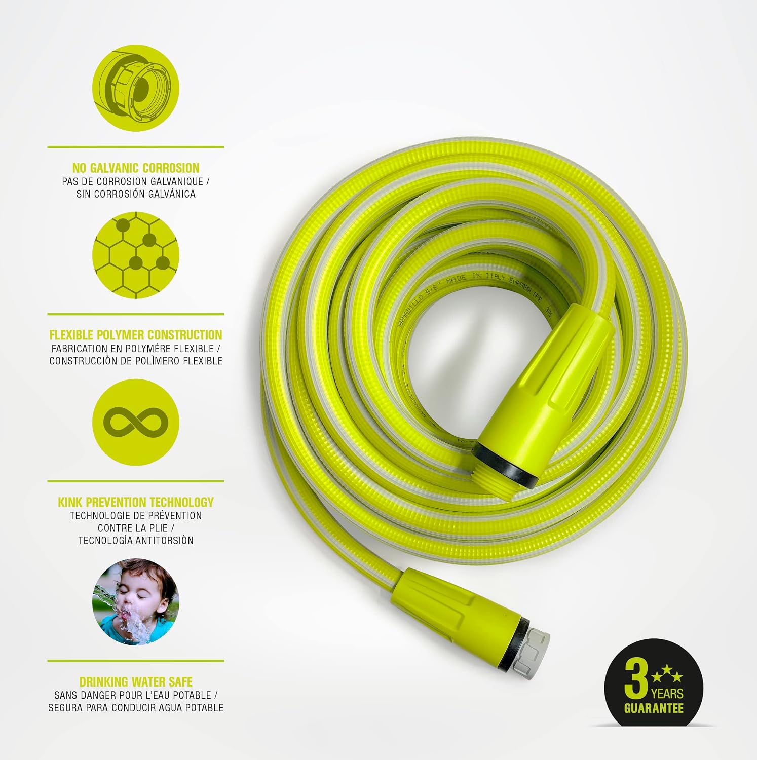 It's Light Polymer Garden Hose 5/8 in. X 50ft., Ultralight, Drinking Water Safe, Heavy Duty, Anti Kink structure, UV tested