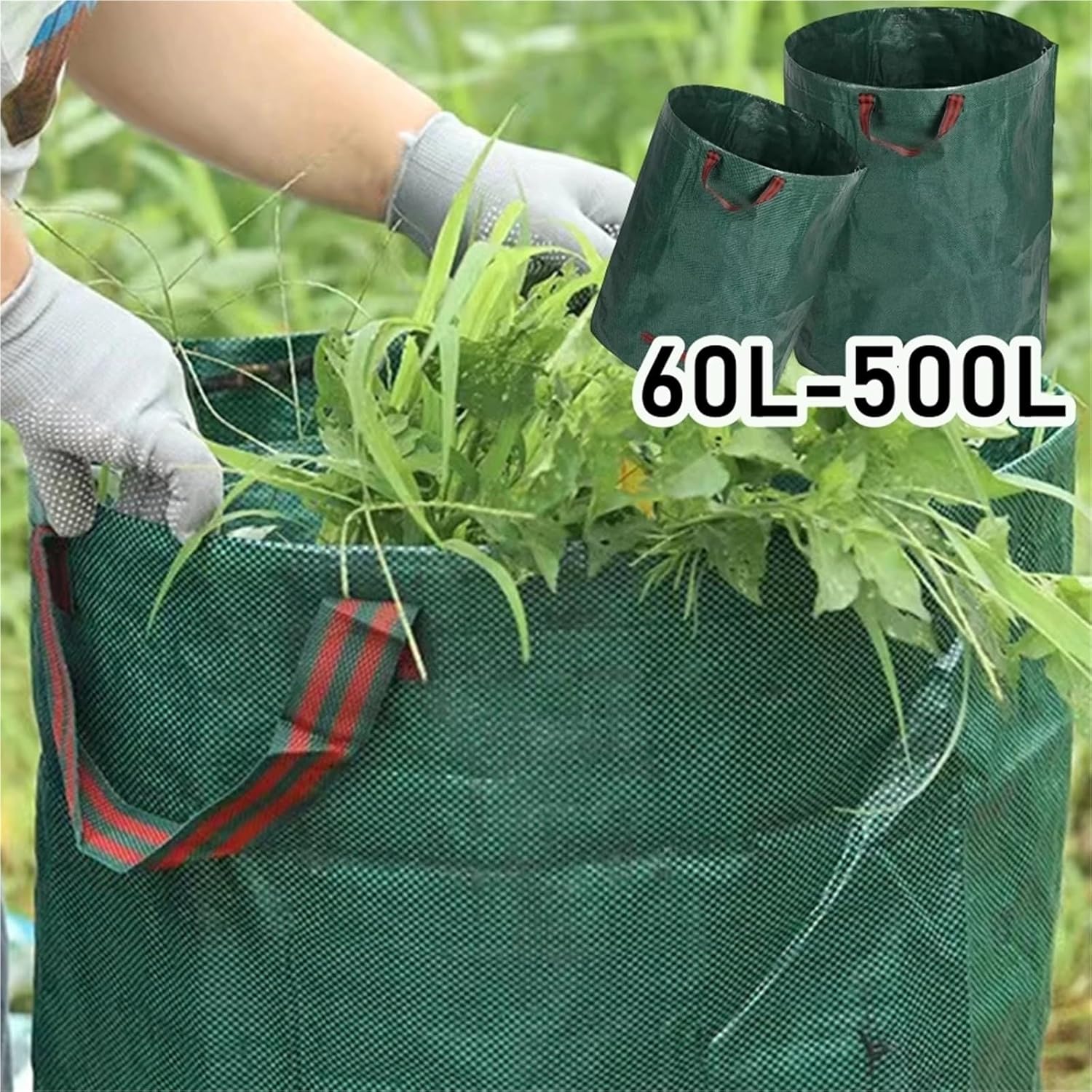 Portable Reusable Trash Storage Container Large Capacity Garden Garbage Waterproof PP Woven Bag For Lawn Yard Pool(300L)